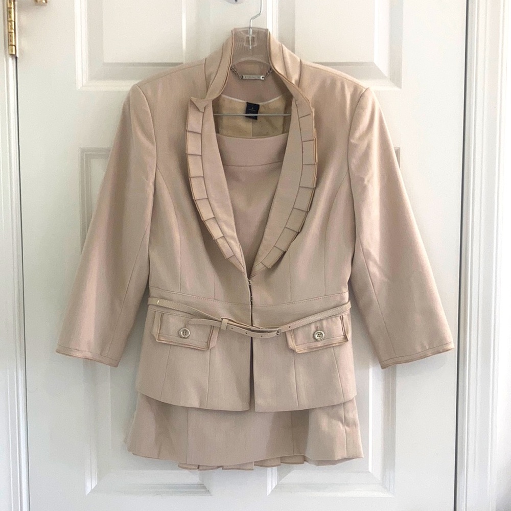 Beige White House Black Market Suit